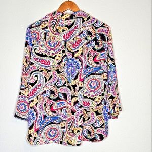 Investments Polyester V-Neck Paisley Print Size Large